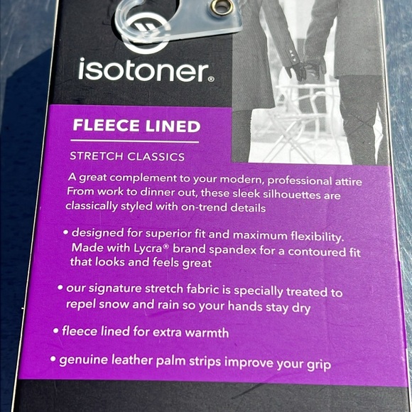 New boxed isotoner fleece stretch classic black one size women’s gloves. - Picture 5 of 7